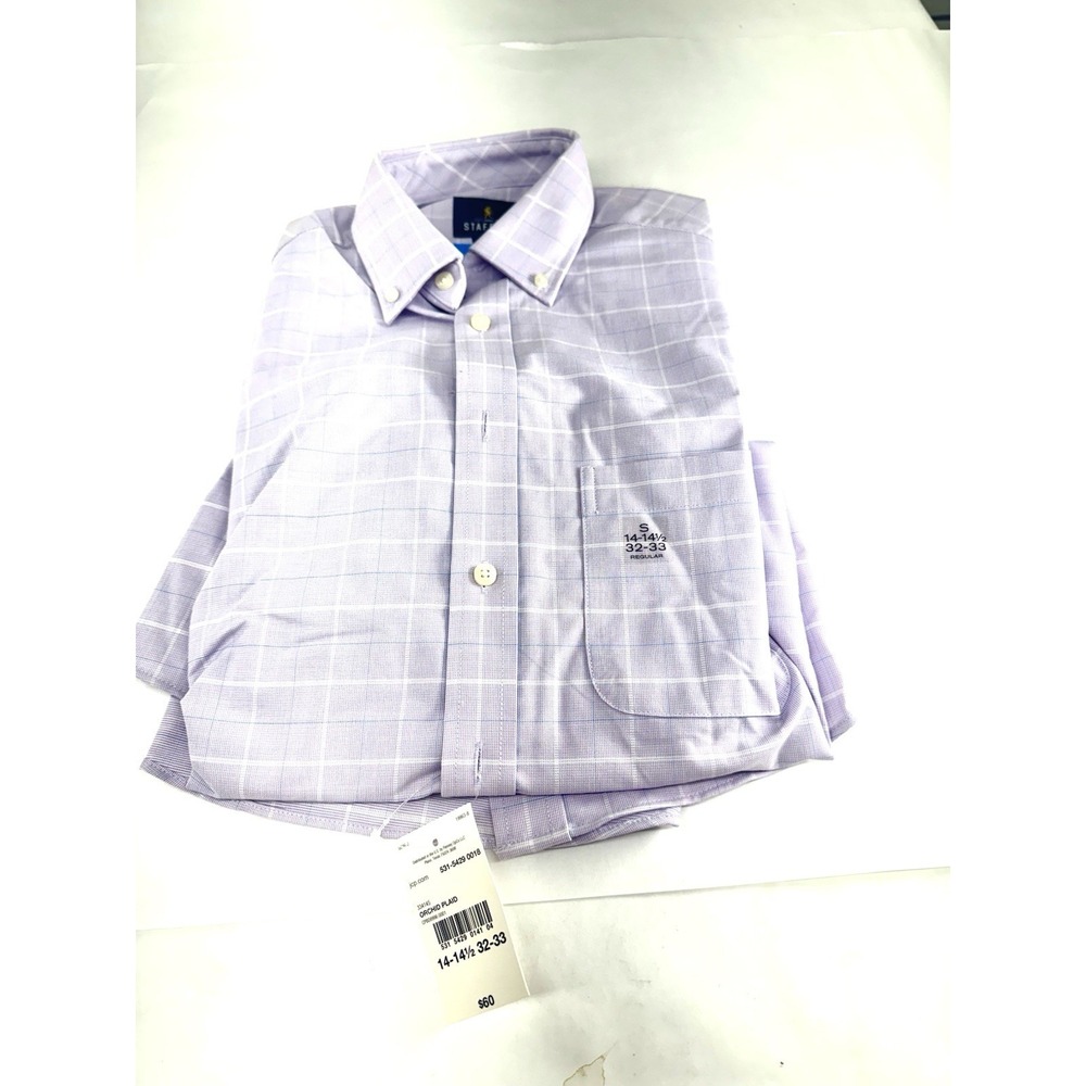 Stafford Dress Shirt Mens Regular Fit Coolmax Formal Button-Down Small 14-141/2